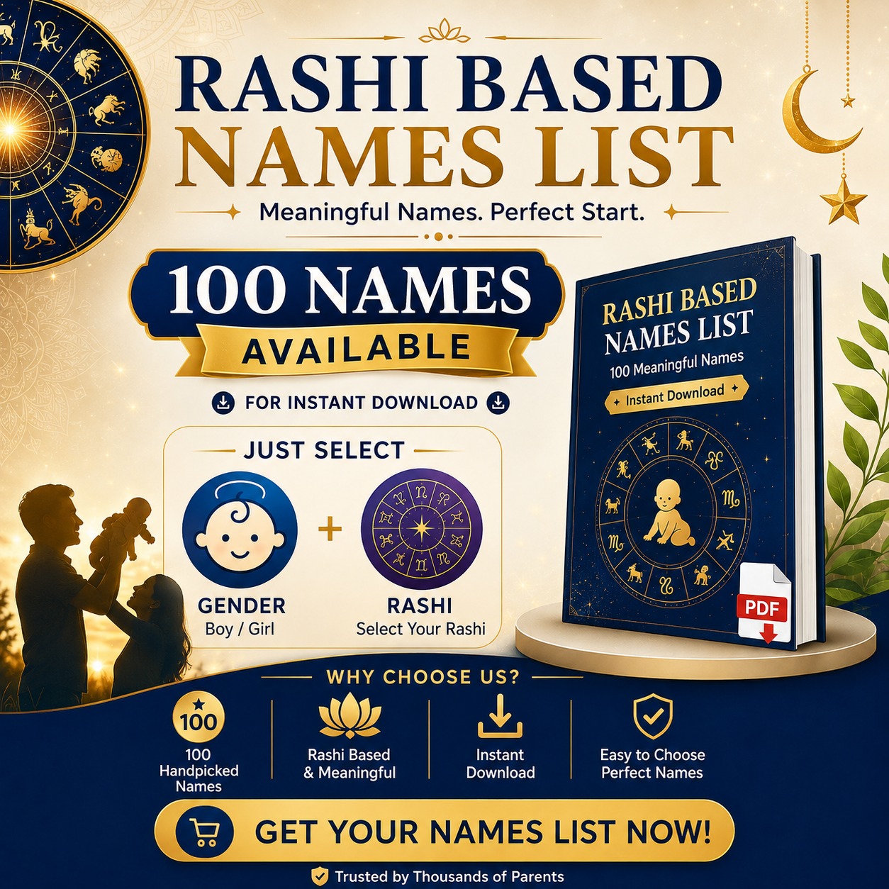 Rashi Based Ready Made List (Instant Download - 100 Names)